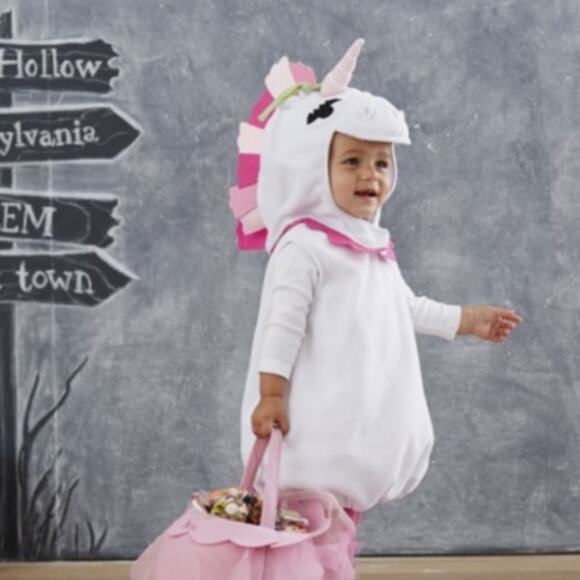Pottery Barn Kids Unicorn Halloween Costume  6-12 Months White Pink Two Piece - Picture 1 of 3